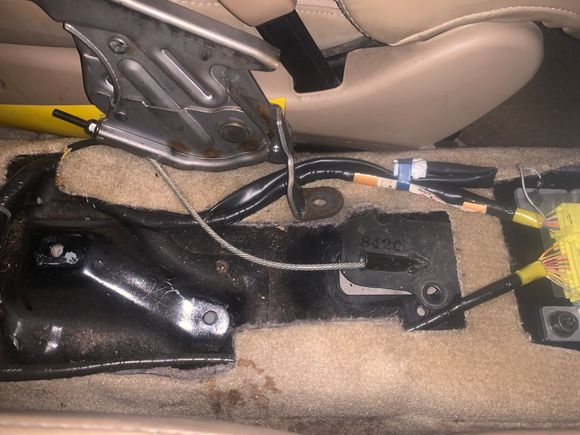 Interior console disassembled, no more cable will move rearward