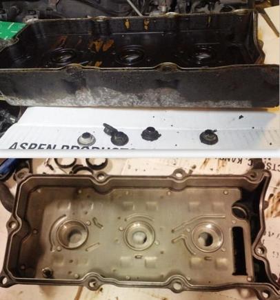 Before &amp; after cleaning - Front Valve Cover