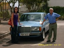 My dad and my girlfriend with one of the babies in Southamerica. All original 1981 Euro-model, w123 with a GASOLINE four cilinder engine, the not so common &quot;200&quot; and a four speed manual transmition. The car has been in the family since it was new, it drove me every day, thru six tough years of collegue and never complained or broke down on me. Now, it sits in my dad's garage.