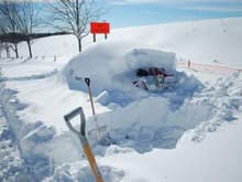 Some shoveling confirmed that, yes, my car was inside that snow sculpture.