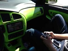 My Son playing the PS3 on the way to Boston, MA