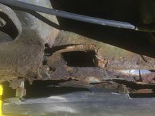 More rust along the frame. Body shop is spraying a rust killer and going to fill this area to make it stronger. 