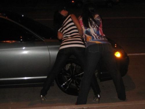 Heres one for tha fellas haha couple fine ladies posin on tha whip