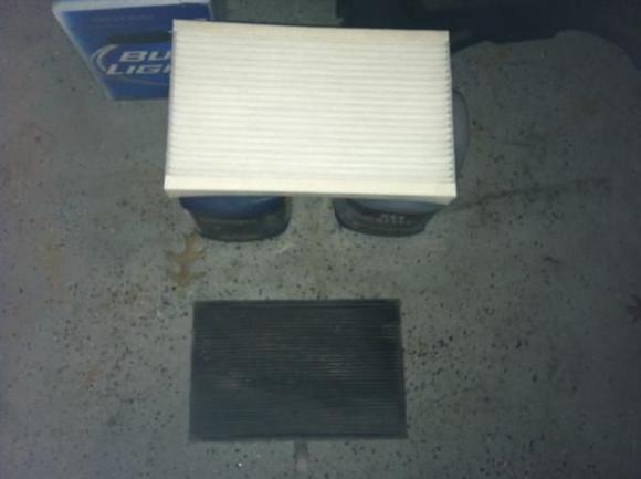 New purelator cabin air filter with the old filter (day and night)