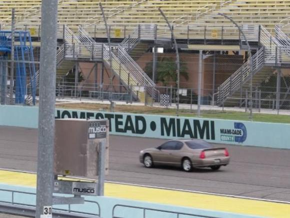 Running laps at the Homestead-Miami speedway at a charity event.