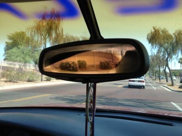 Rear view mirror destroyed..