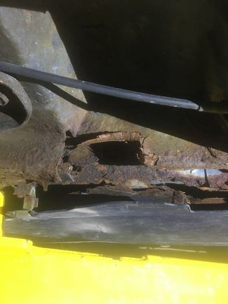 More rust along the frame. Body shop is spraying a rust killer and going to fill this area to make it stronger. 