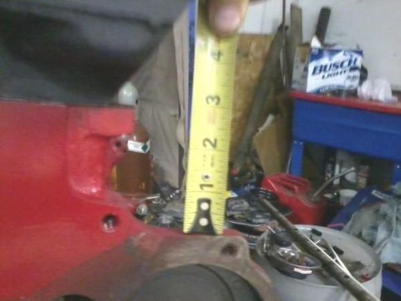 225 block, The deck is 2-3/4" above the casting for the water pump. Note how much taller the deck is to allow for stroke?