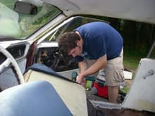 My Kick ass brother Andy helping me take out the entire interior. This was about 20 minutes after we got her home:-)