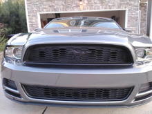 Blacked out grille surround and mustang emblem