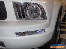 Chrome Halo Headlights and clearly visible shark gills - front signal and marker park lamps in clear,  not amber.