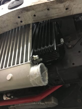 I like the installation of the supercharger oil cooler attached into the side of the intercooler.
