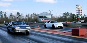 Me racing my buddy's 425whp (at the time) 5.0