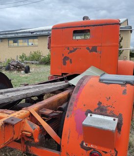 Non-working 1948 Diamond T flatbed truck-salvage