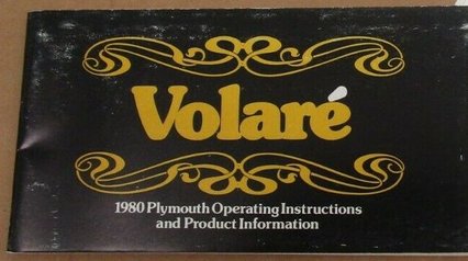 1980 PLYMOUTH VOLARE owners manual