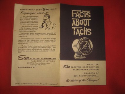 Original Sun Tachometer Facts About Tachs booklet.