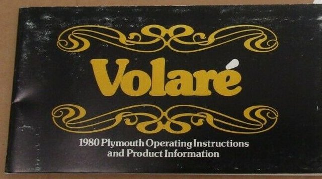 1980 PLYMOUTH VOLARE owners manual