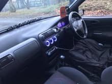 LED colour change, KA Collective gearknob to match the car, GTi steering wheel, and white dials..