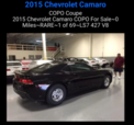 COPO Camaro 427  for sale $95,000 