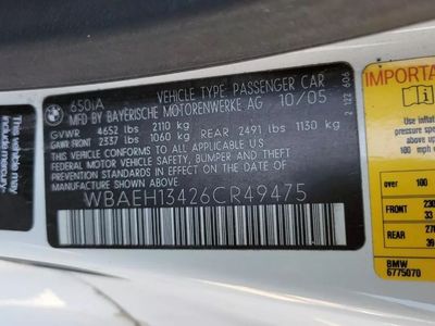 2006 BMW 650i  for sale $6,695 