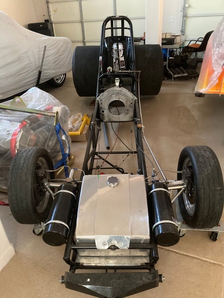 Altered funny car rolling chassis