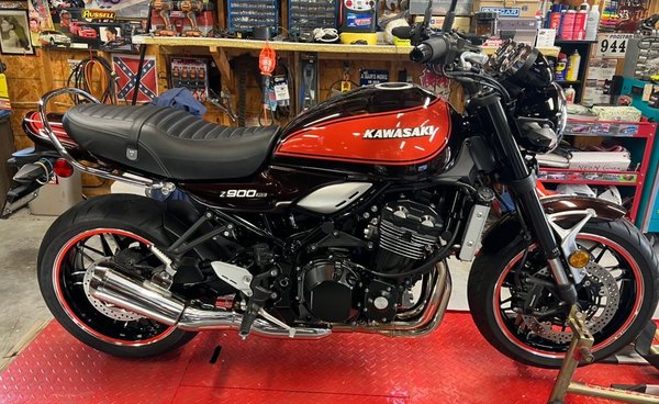 This is a Kawasaki Z900RS Cafe ￼sport bike, garage kept.