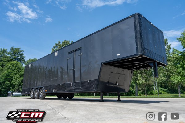 Used 2023 Freedom 40' Enclosed Race Trailer w/ Ramp Over 