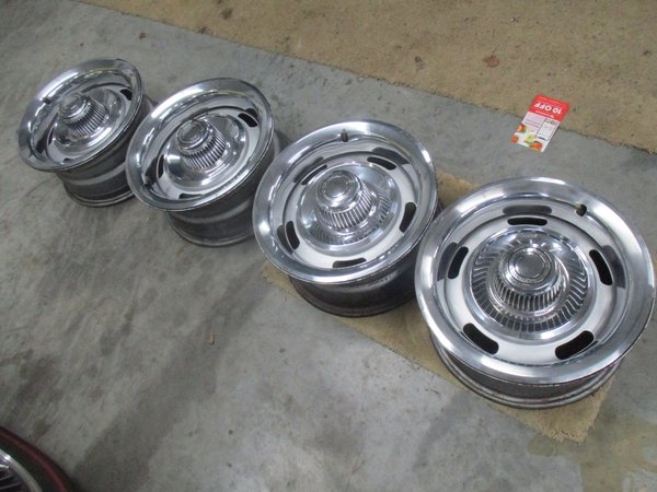 Chevy Rally Wheels With Lug Nuts, Caps, Valve Stems,  Rings  for Sale $950 