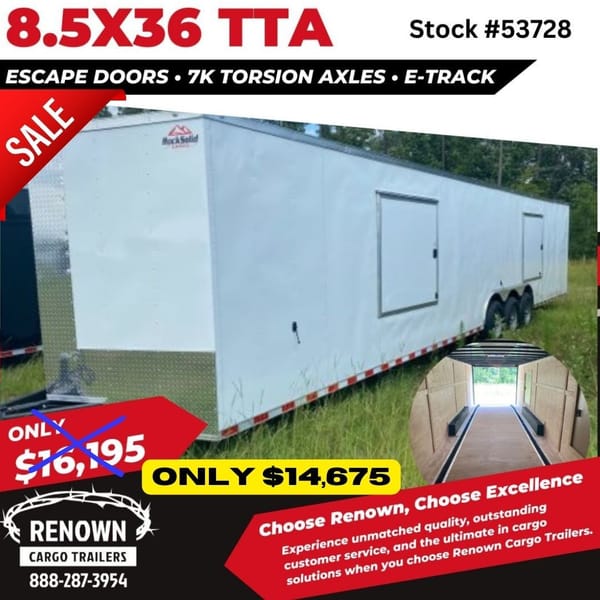 🤩NEW!!! 8.5 x 36 White Enclosed Cargo Trailer 🤩  for Sale $14,675 