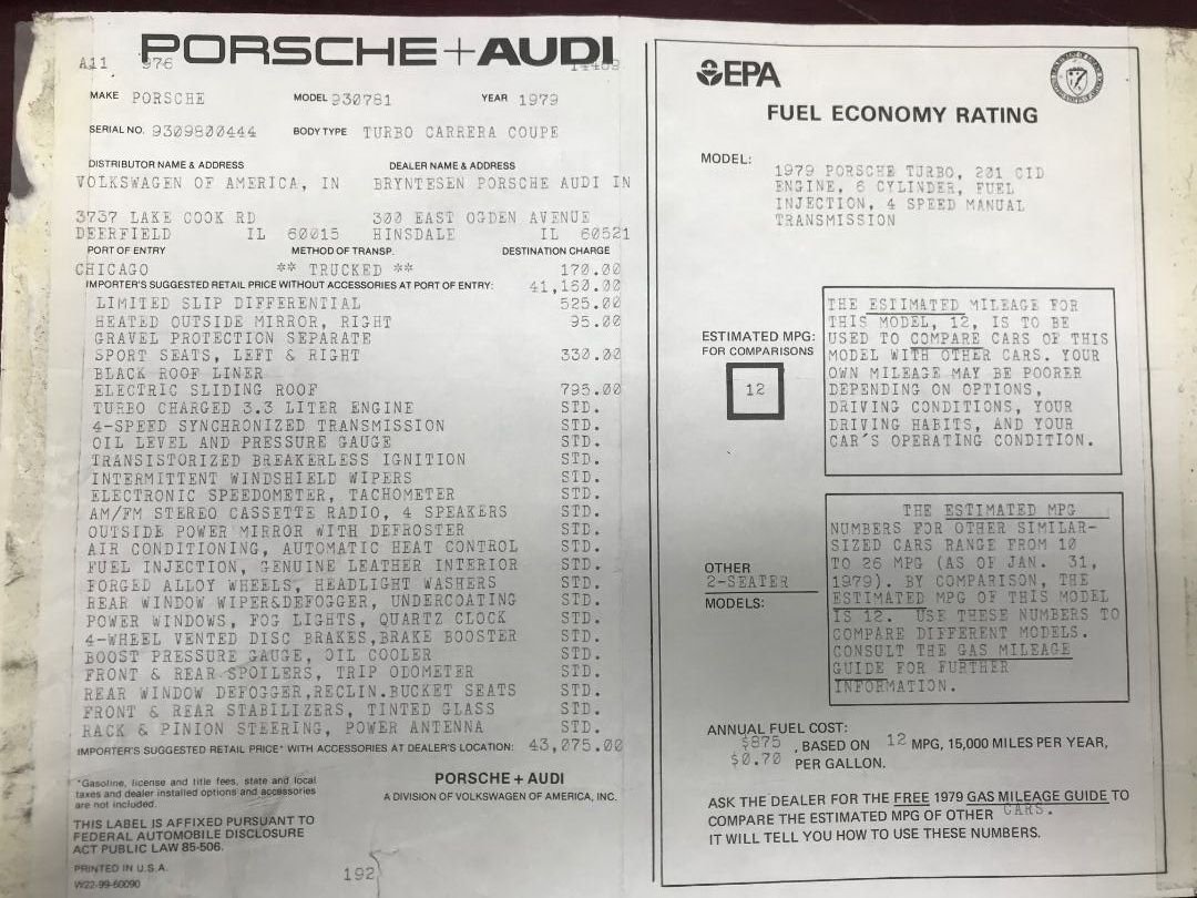 1979 Porsche 930 - 1979 Porsche 930 Turbo 39K Miles - Used - VIN 12345678901234567 - 39,000 Miles - 6 cyl - 2WD - Manual - Coupe - Black - Biddeford, ME 04005, United States