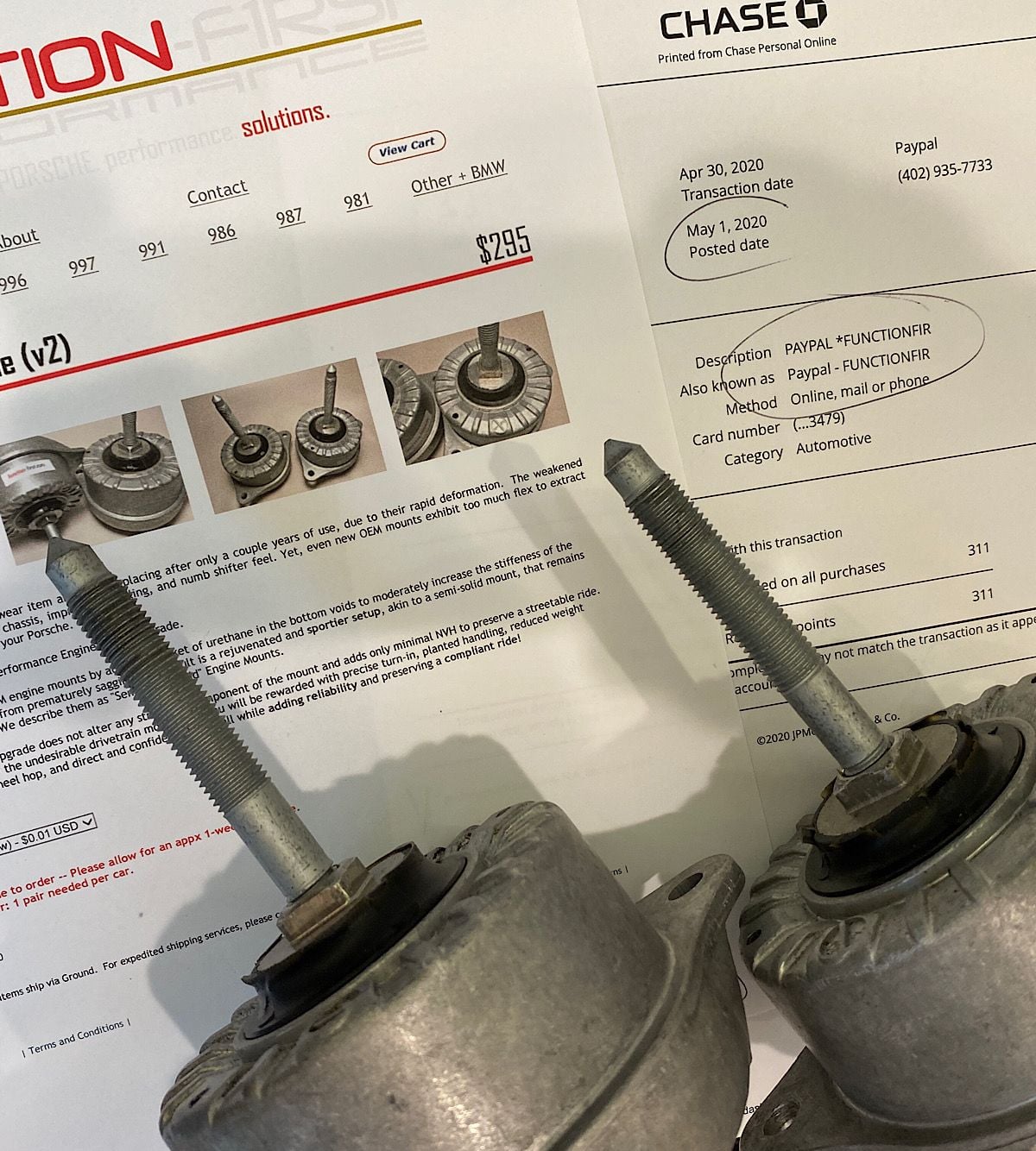 Drivetrain - SOLD!  FunctionFirst Semi Solid Engine Mounts -  Fit 993,996,997 - Used - Newport, RI 02840, United States