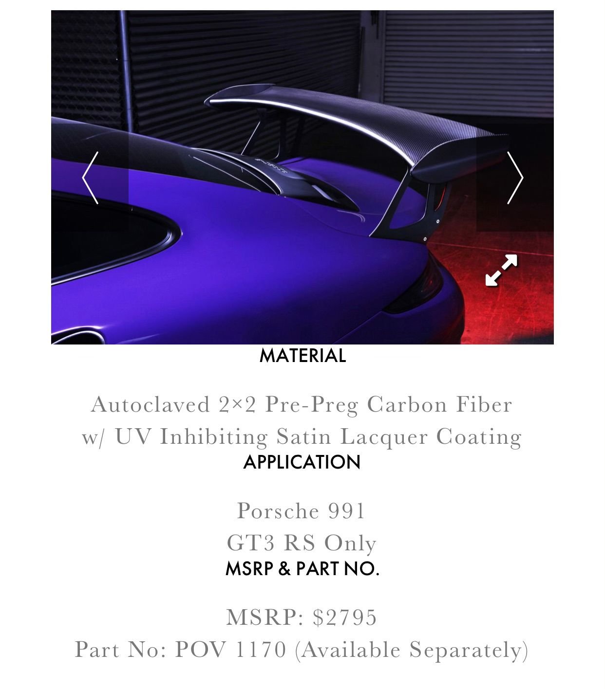 Exterior Body Parts - Vorsteiner wing and front spoiler GT3RS 991.1 - Used - 2016 to 2017 Porsche 911 - San Diego, CA 92106, United States