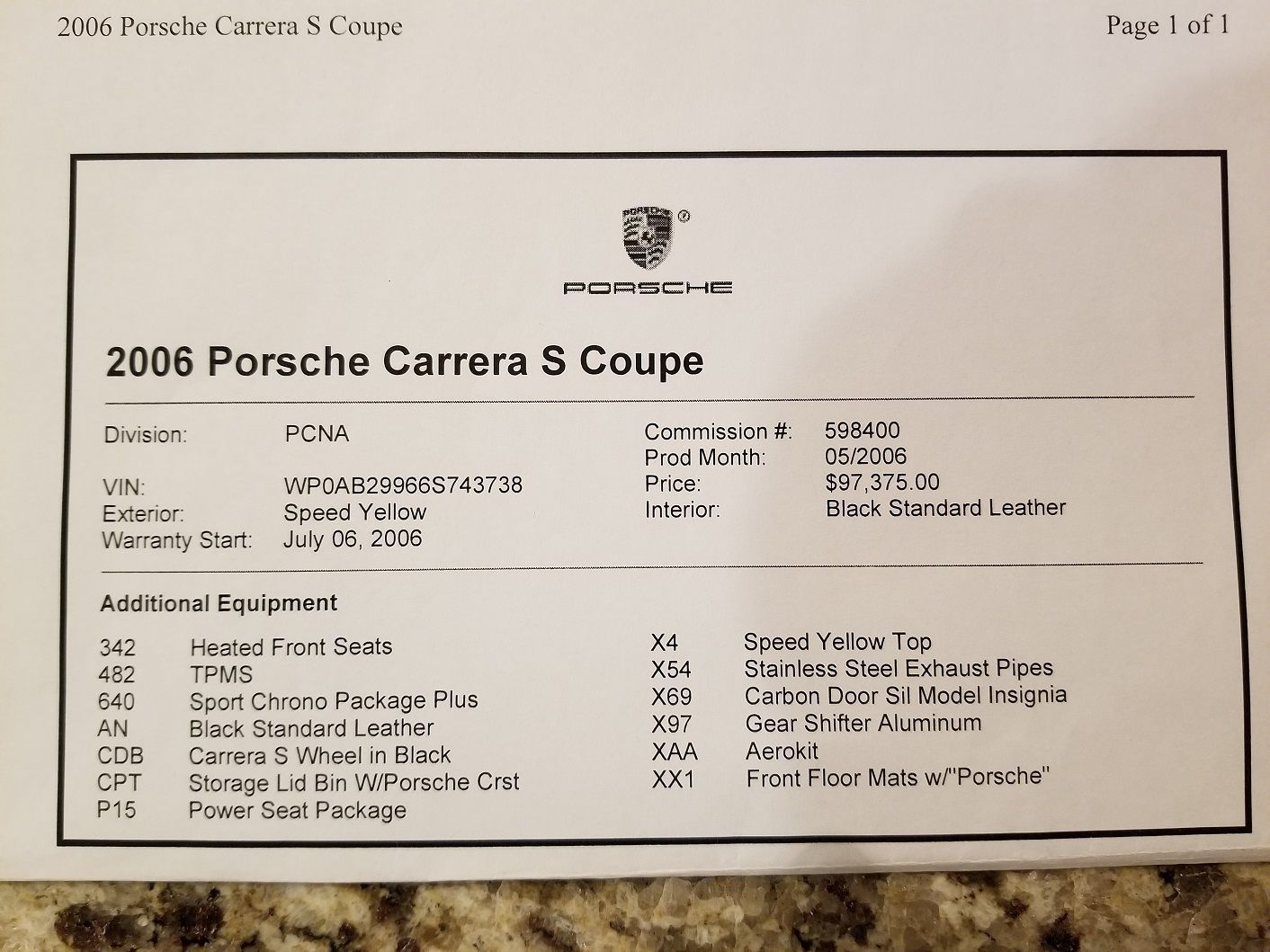 2006 Porsche 911 - Porsche 997 Carrera S w/ Factory Aero kit - Used - VIN WP0AB29966S743738 - 31,931 Miles - 6 cyl - 2WD - Manual - Coupe - Yellow - Orange, CA 92865, United States