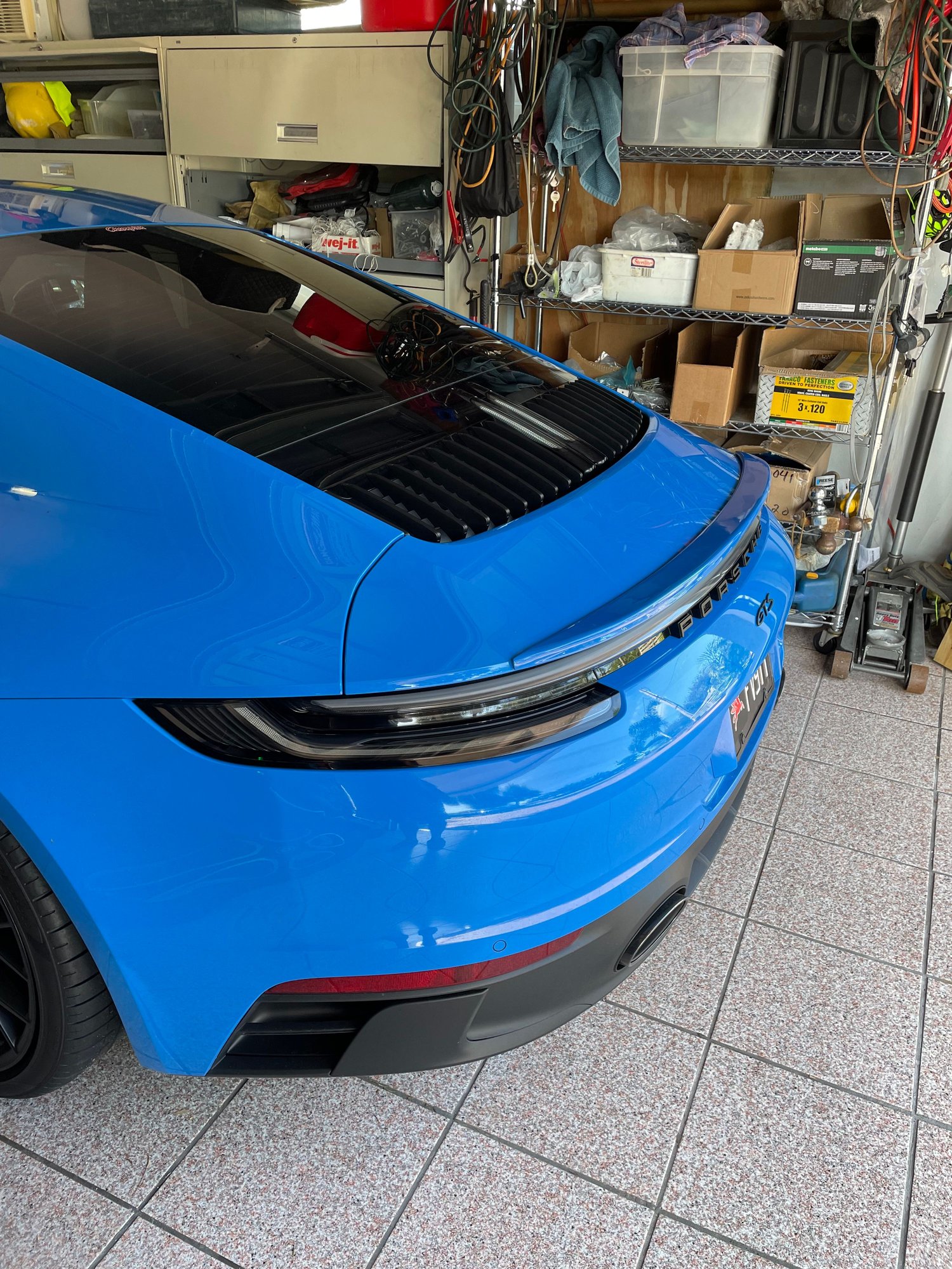 Accessories - 992 REAR SPOILER CARBON FIBRE PAINTED SHARK BLUE - Used - 2020 to 2023 Porsche 911 - Fort Lauderdale, FL 33308, United States