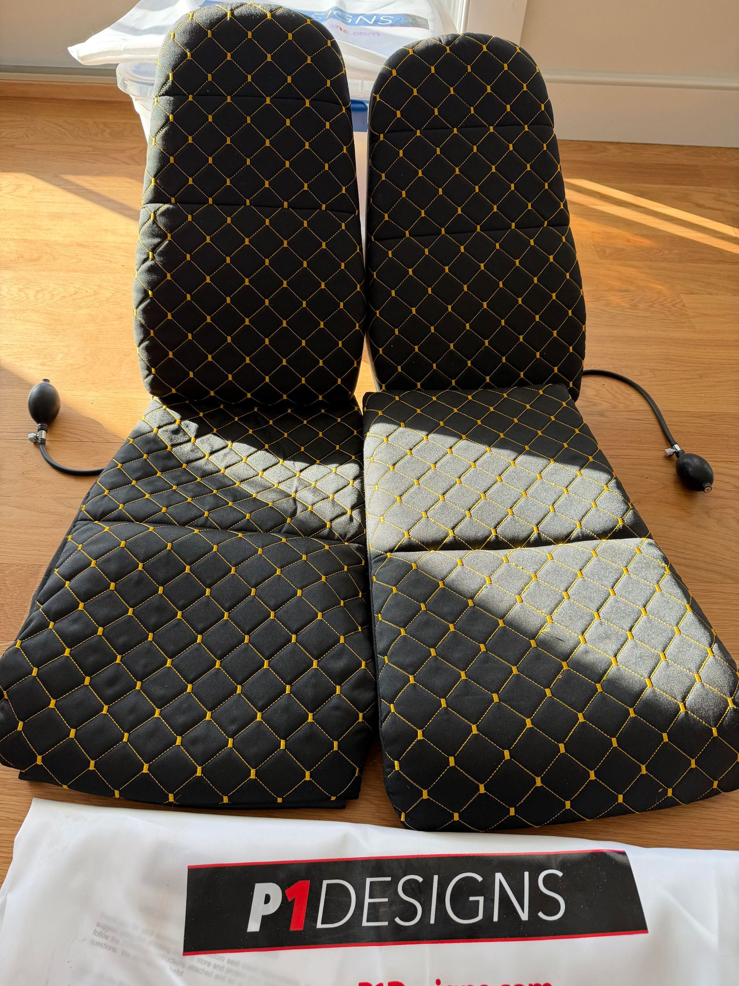 Accessories - Porsche P1 Design Inserts - 992 GT3, GT3RS,Turbo - Diamond Stitch Black /Yellow - Used - 2022 to 2026 Porsche GT3 - Hampton, NH 03842, United States