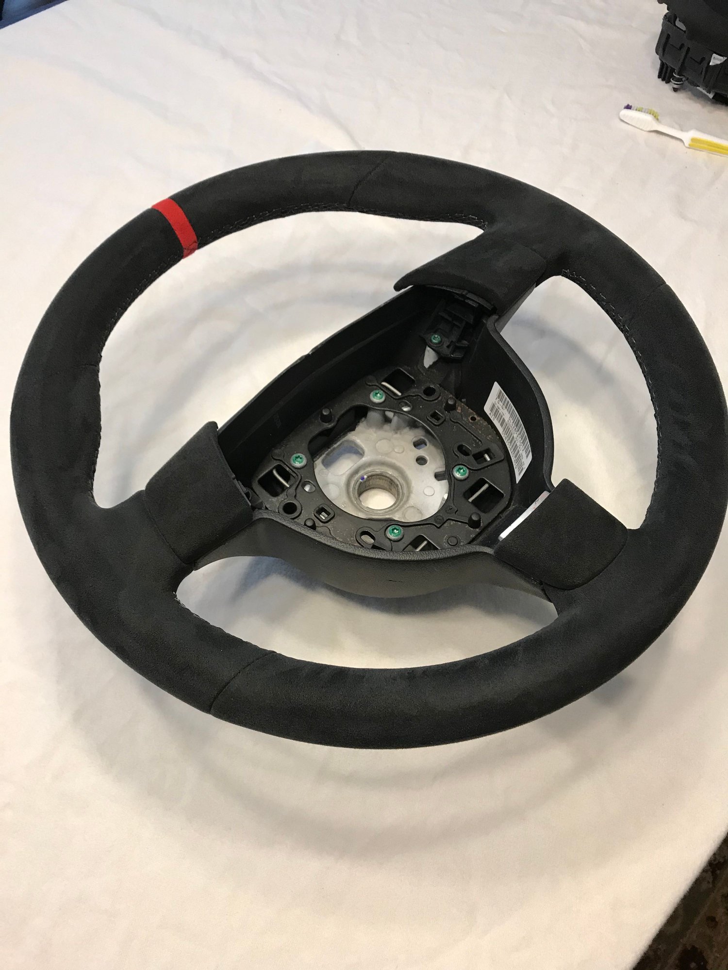 2009 Porsche Cayman - 997/987 Sport Steering Wheel in Alcantara with Grey Stitching and Red Alcantara 12:00 Stripe (w/ Alcantara Air Bag!) - Interior/Upholstery - $675 - Plymouth, Ma, MA 02360, United States
