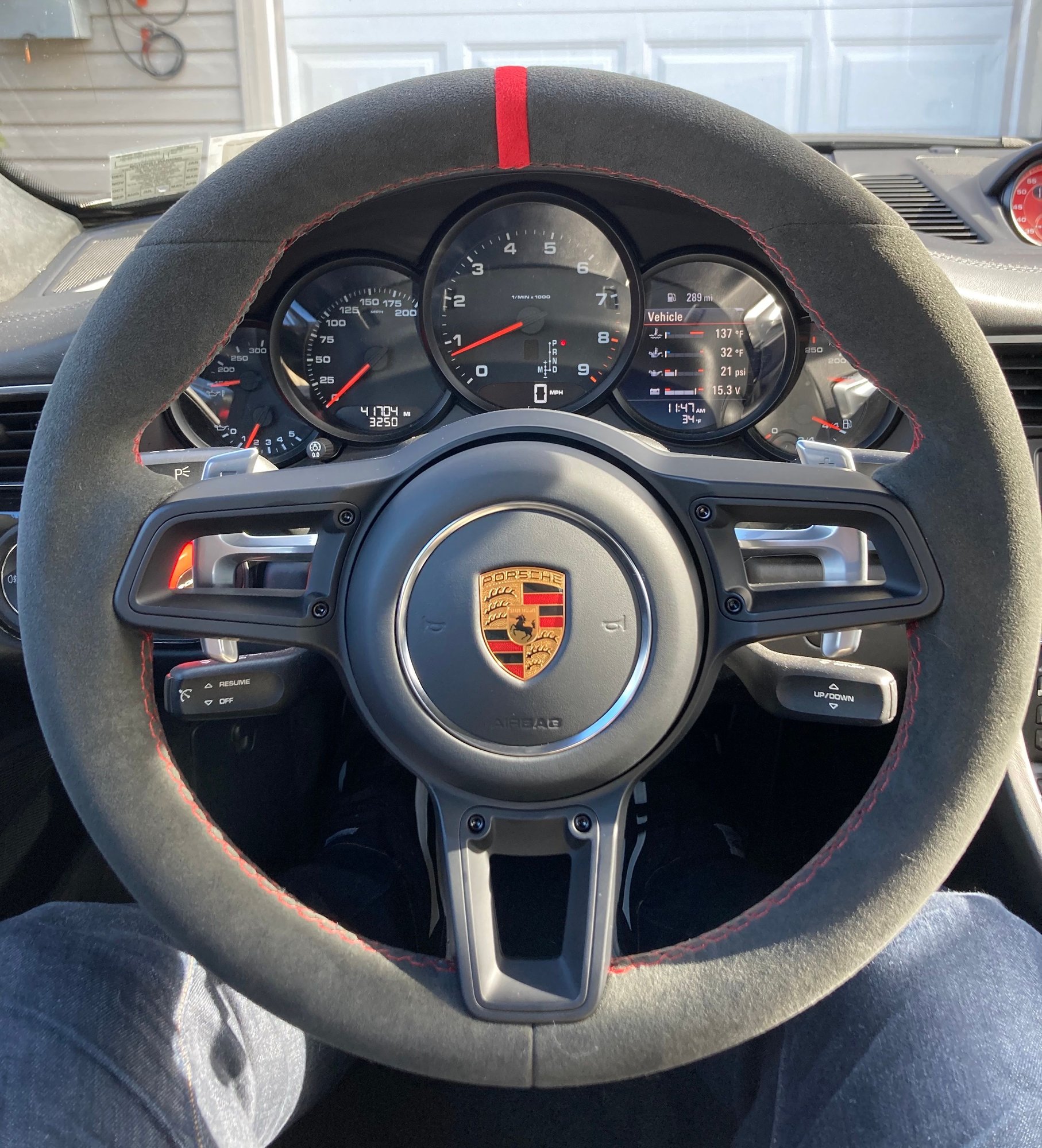 Interior/Upholstery - 991.2 style steering wheel alcantara red stitching red marker gt2rs hub - Used - 0  All Models - Bayport, NY 11705, United States