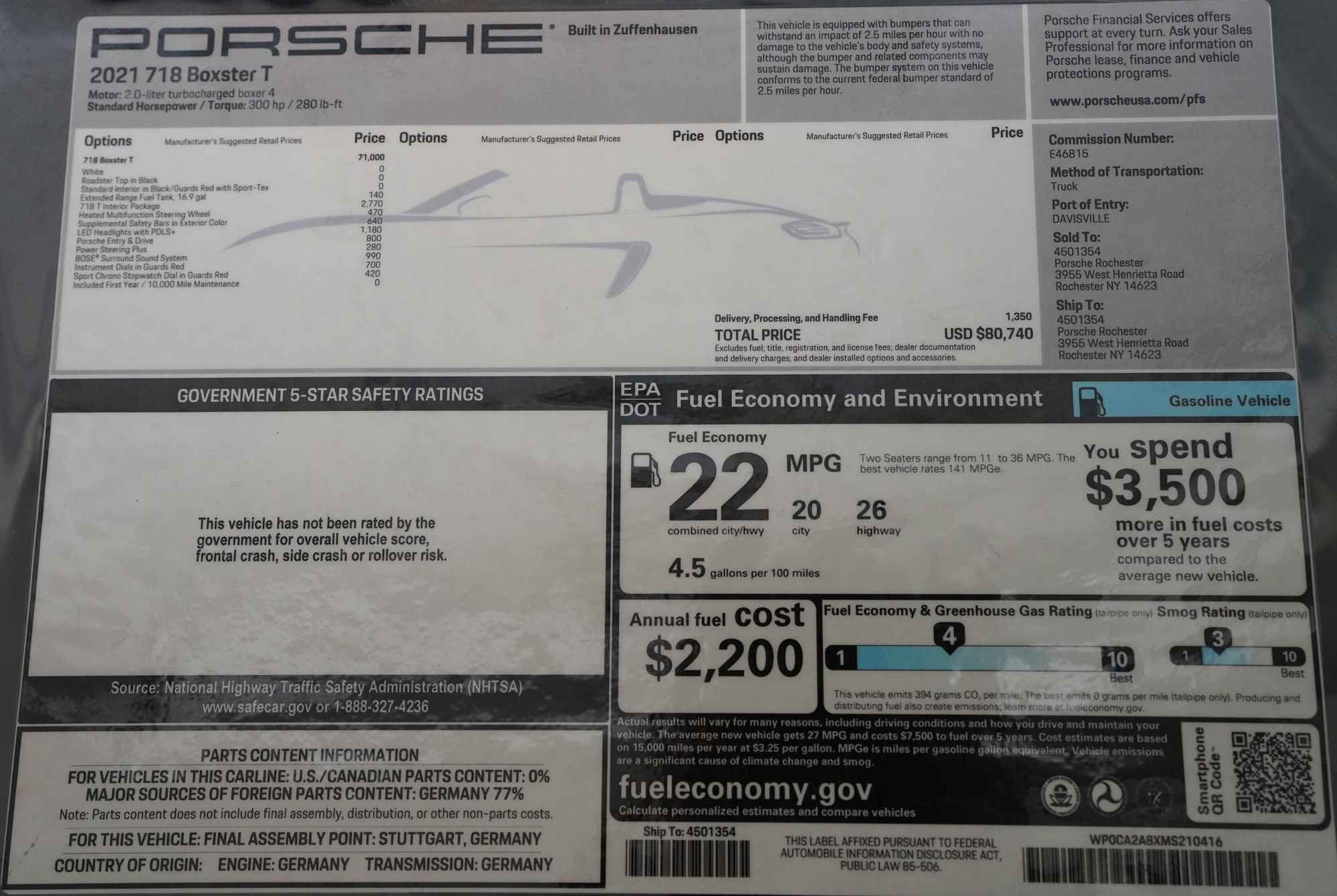 2021 Porsche 718 Boxster - 2021 Porsche 718 Boxster T 6-Speed Manual Transmission - Used - VIN WP0CA2A8XMS210416 - 31,000 Miles - 4 cyl - 2WD - Manual - Convertible - White - Boise, ID 83706, United States