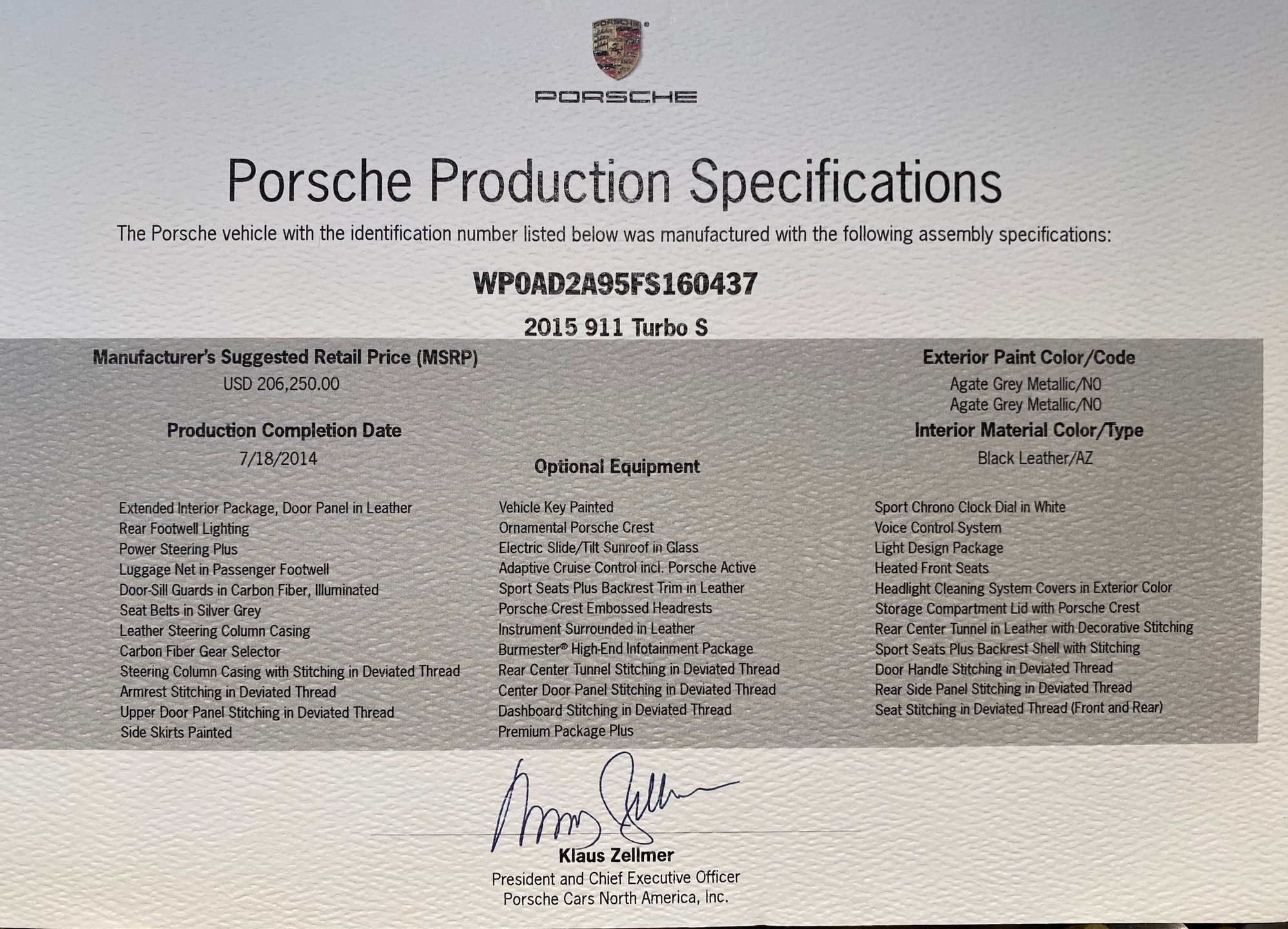 2015 Porsche 911 - FOR SALE: Spectacular CPO+1 991 Porsche Turbo S - Used - VIN WP0AD2A95FS160437 - 20,544 Miles - 6 cyl - AWD - Automatic - Coupe - Gray - Conroe, TX 77304, United States