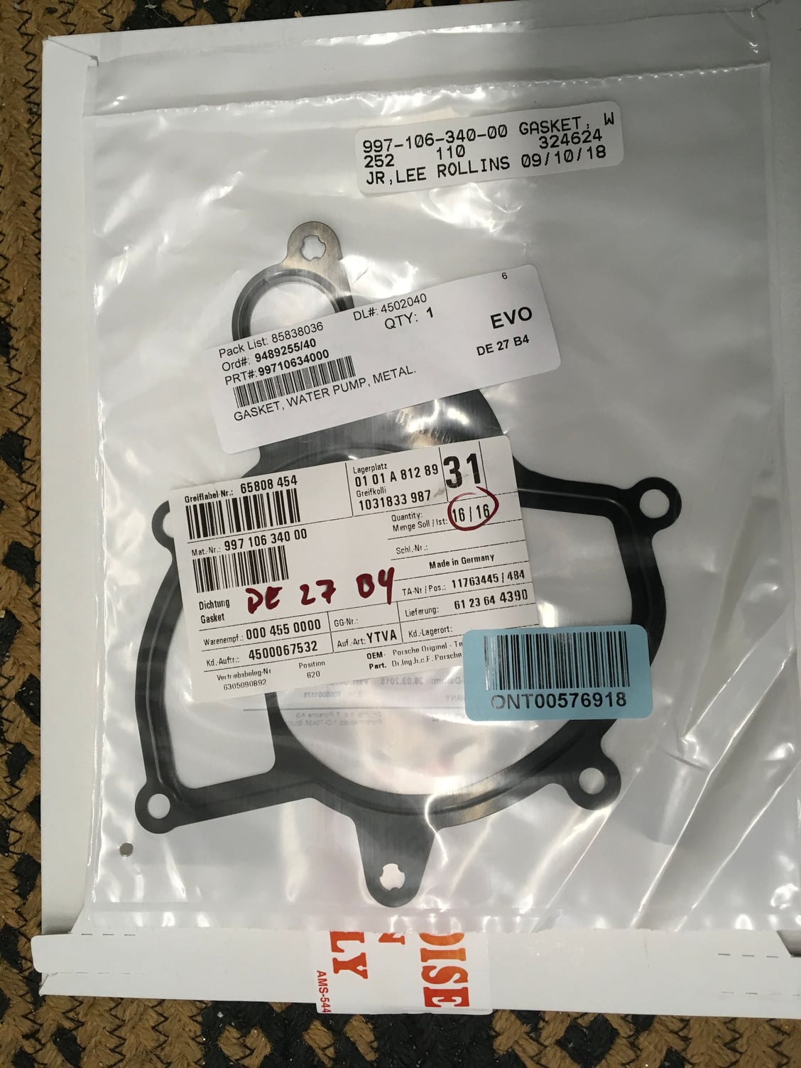 Miscellaneous - Porsche Cayman S 987.1 Water Pump and Gasket - New - 2006 to 2008 Porsche Cayman - Wells, ME 04090, United States