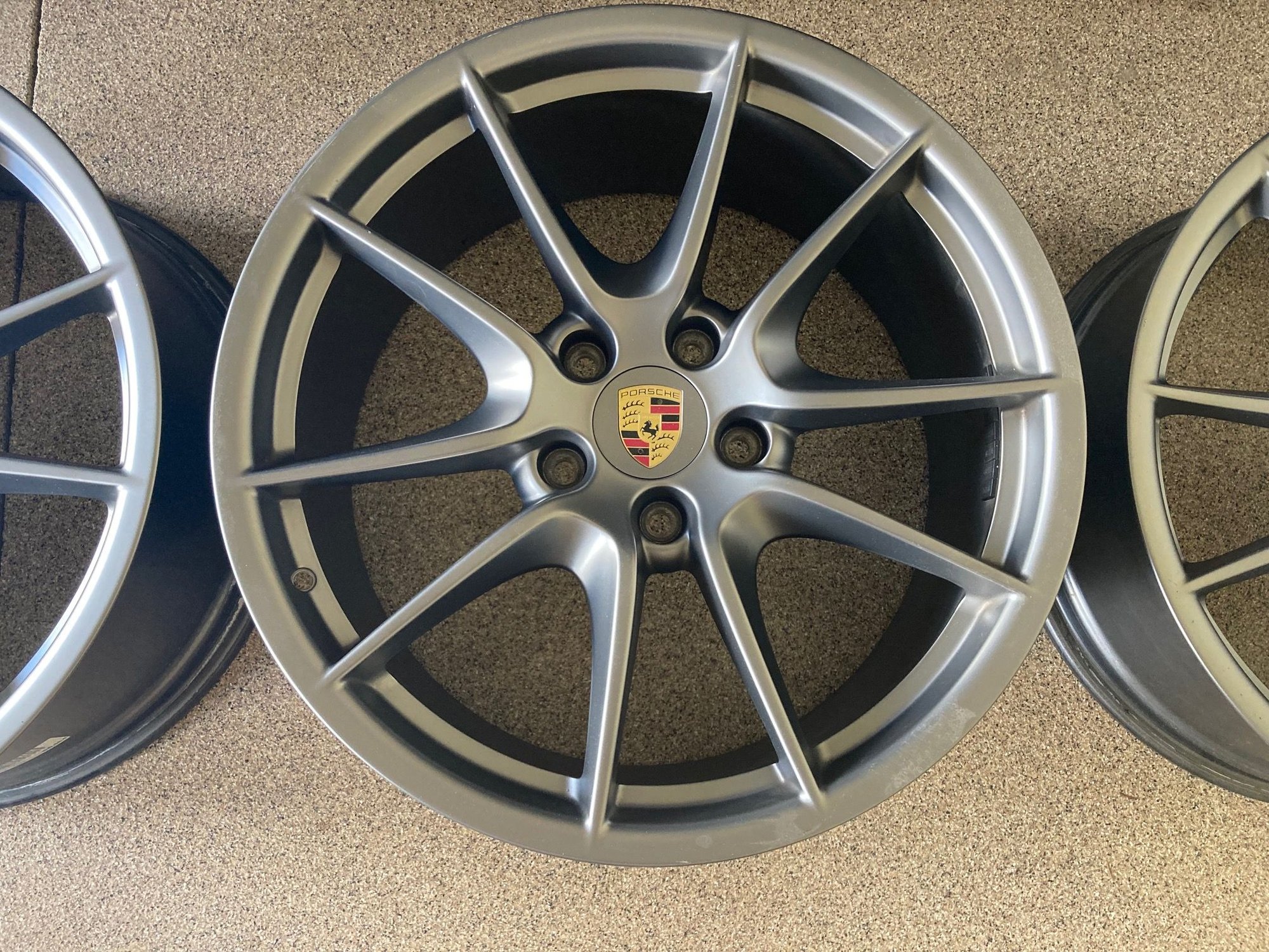 Wheels and Tires/Axles - Porsche rims; set of 4; factory satin finish; 8J x 20 and 9.5J x 20 w/ matching caps - Used - 2014 to 2016 Porsche Cayman - Colorado Springs, CO 80907, United States