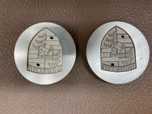 Well, upside down. Two wheel centers for 88 turbo S wheels, used, NLA. $50 each. 