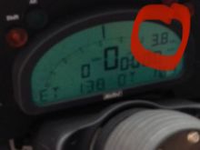 Mine is displayed in Upper right corner in gallons.  Since display is customizable it may need be vary which display settings (warmup, practice, race) 