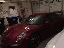 My PTS Arena Red metallic in my garage 