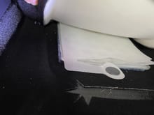 Passenger seat bottom, the airbag sensor is revealed (don’t disturb it)
