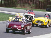 My lady racing at Lime Rock in my Fiat-Abarth.
