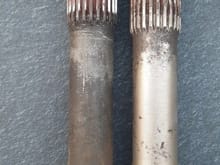 Right = old original half shaft
Left = used replacement
Notice left one shorter splines
