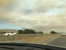 Smoke from a 500 acre fire visible from US-101. It blocked the sun add dropped from the 90's to 73F.