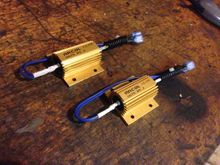 Custom low speed radiator fan resistors. Old ones were burnt out. Made these up for 10% of the cost of new ones.