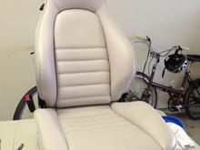 The driver side seat ready to go. I will say that the surface feels a bit rough. I buffed the seats with a cloth and that did help and perhaps the surface will feel smoother over time. I blame this on spray gun inexperience and not the product. It isn't too bad and the improved looks more than compensate.